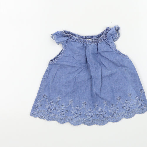 BABY B'GOSH Girls Blue Colourblock  Basic Blouse Size 2 Years