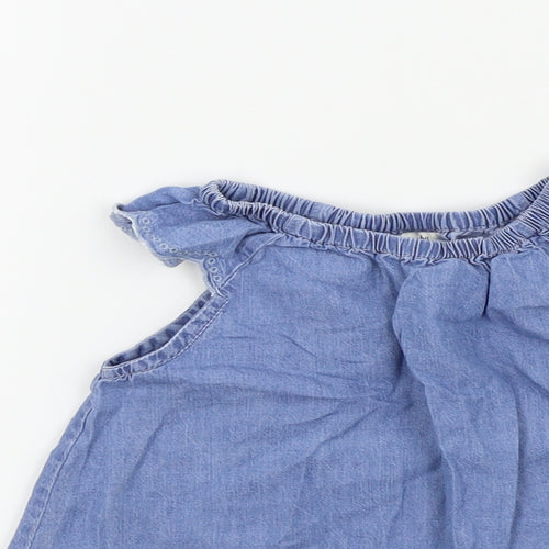BABY B'GOSH Girls Blue Colourblock  Basic Blouse Size 2 Years