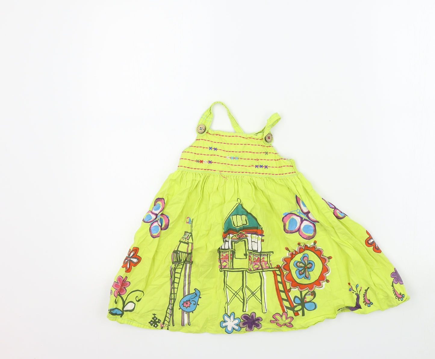 NEXT Girls Green Gingham  Fit & Flare  Size 2-3 Years