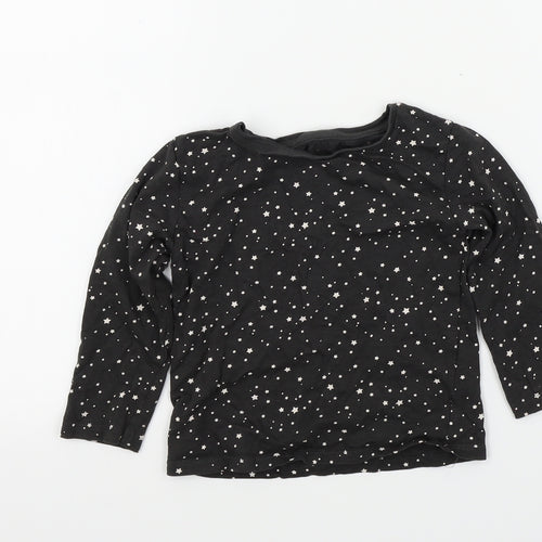 Preworn Girls Black Geometric  Basic T-Shirt Size 2-3 Years