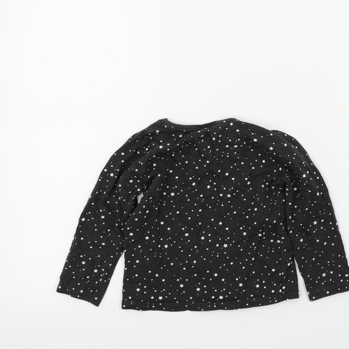 Preworn Girls Black Geometric  Basic T-Shirt Size 2-3 Years