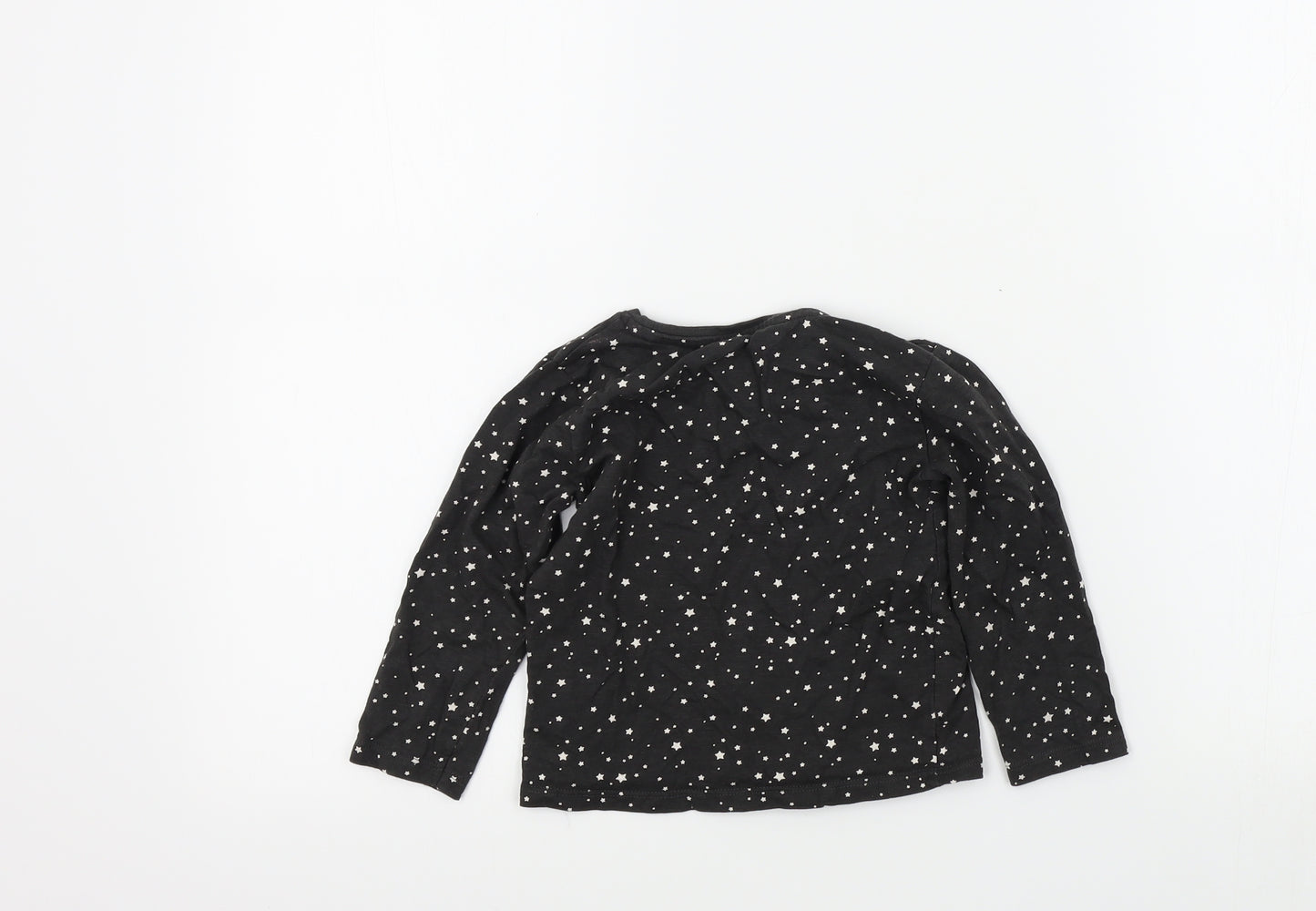 Preworn Girls Black Geometric  Basic T-Shirt Size 2-3 Years