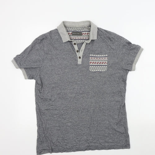 Officers Club Mens Grey Colourblock   Polo Size M