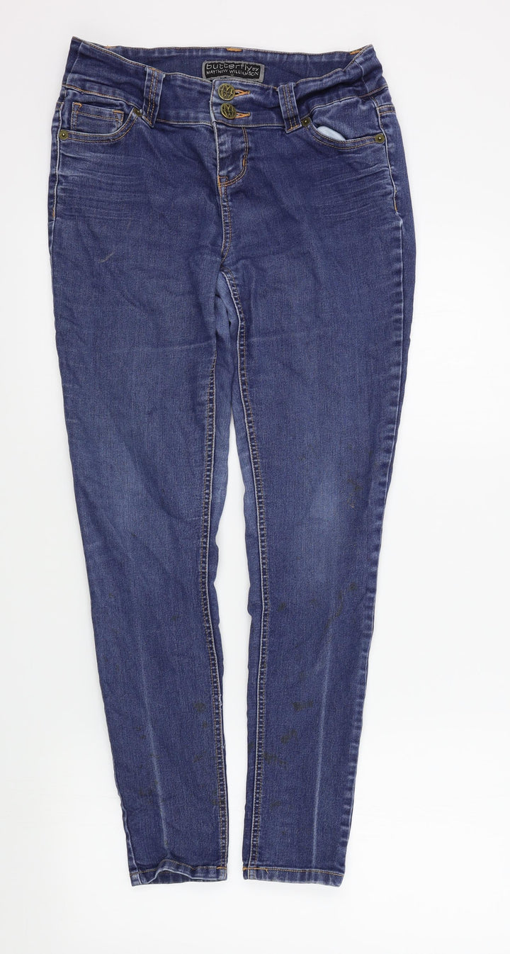 MATTTHEW WILLIAMSON Womens Blue Skinny Jeans Size 12 L29 in