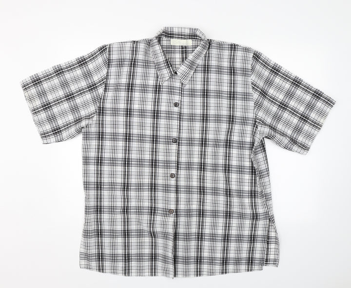 Christopher Marcus Mens Black Check Button-Up Size XL