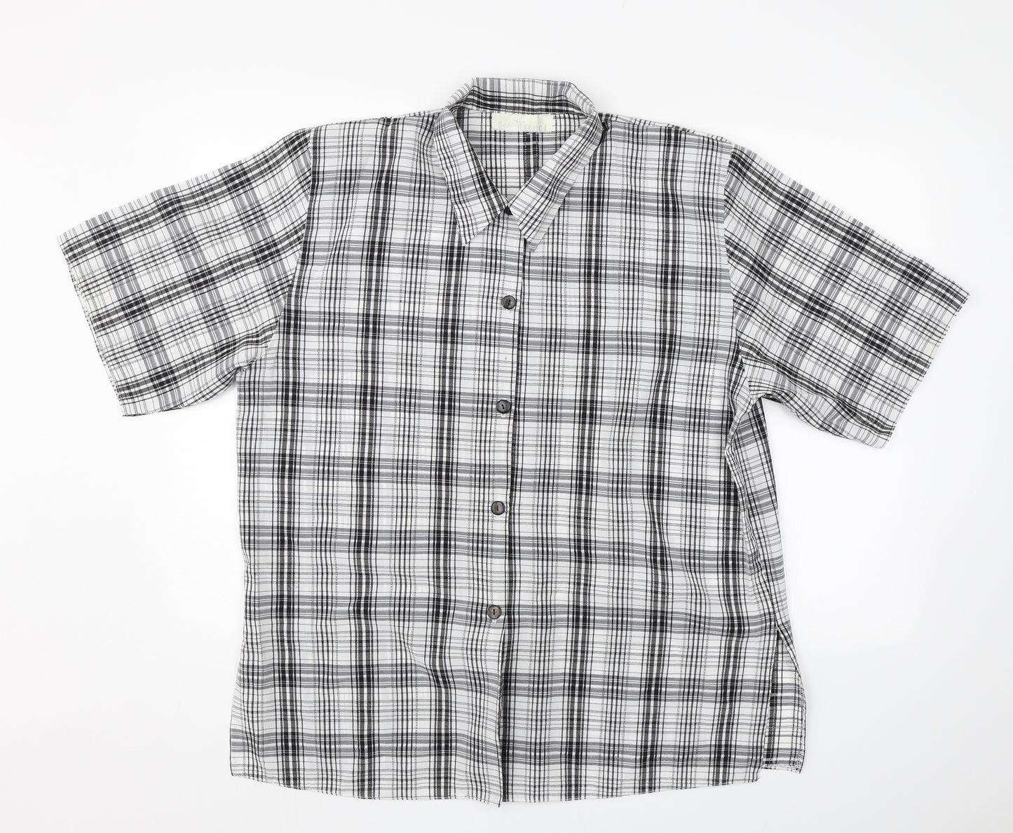Christopher Marcus Mens Black Check   Button-Up Size XL