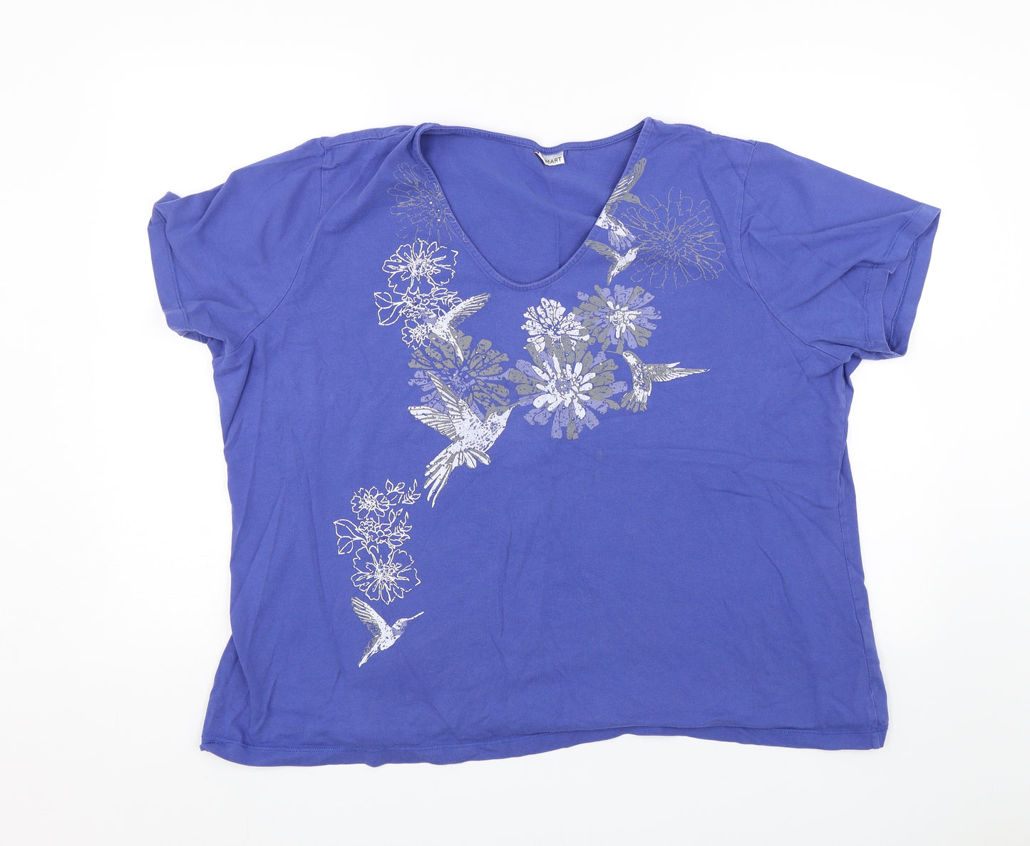 Damart Womens Blue Floral  Basic T-Shirt Size 2XL