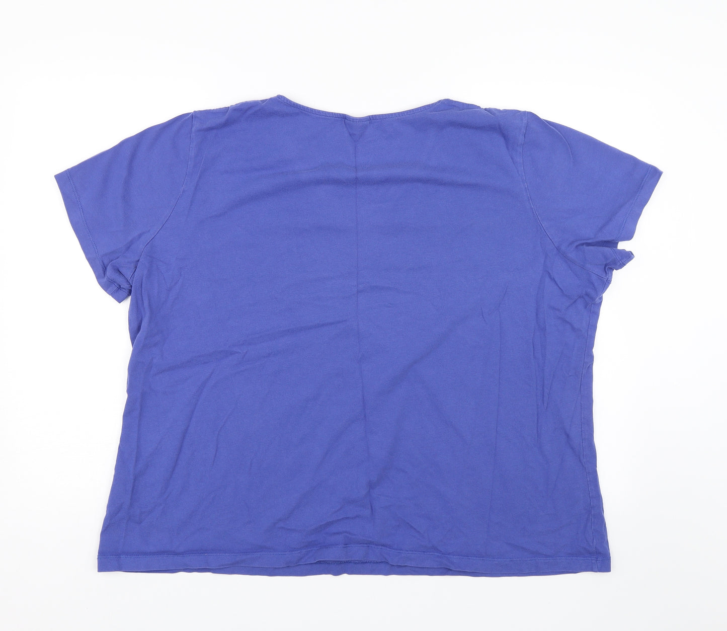 Damart Womens Blue Floral  Basic T-Shirt Size 2XL