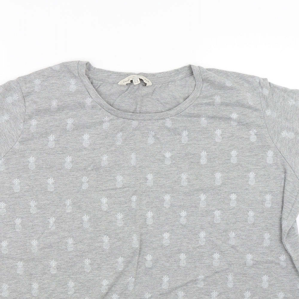 F&F Womens Grey Floral  Basic T-Shirt Size 22  - Pineapples