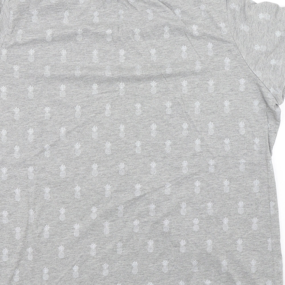 F&F Womens Grey Floral  Basic T-Shirt Size 22  - Pineapples