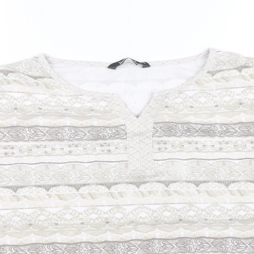 bonmarche Womens Beige Floral  Basic T-Shirt Size XL