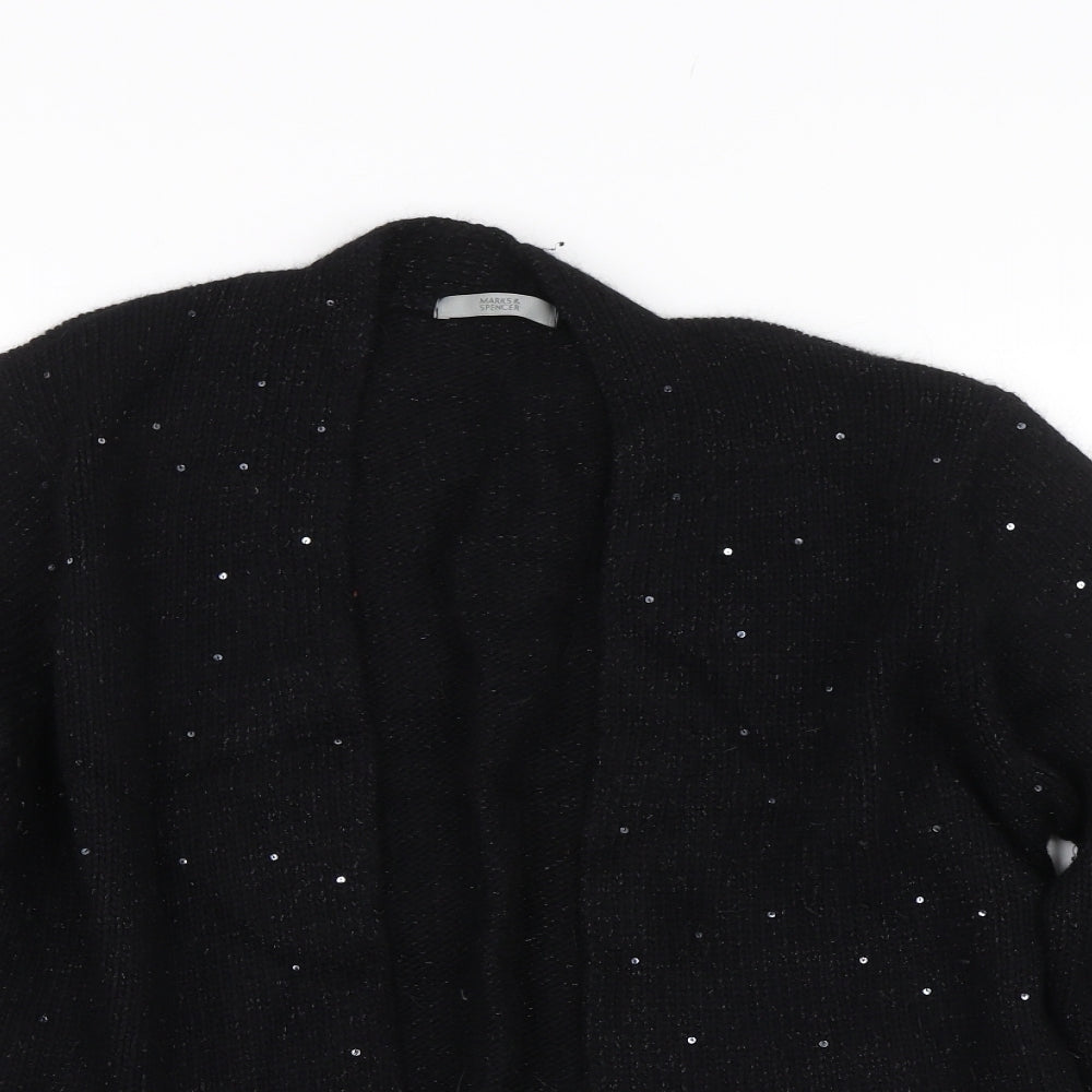 M&S Womens Black  Knit Cardigan Jumper Size 16