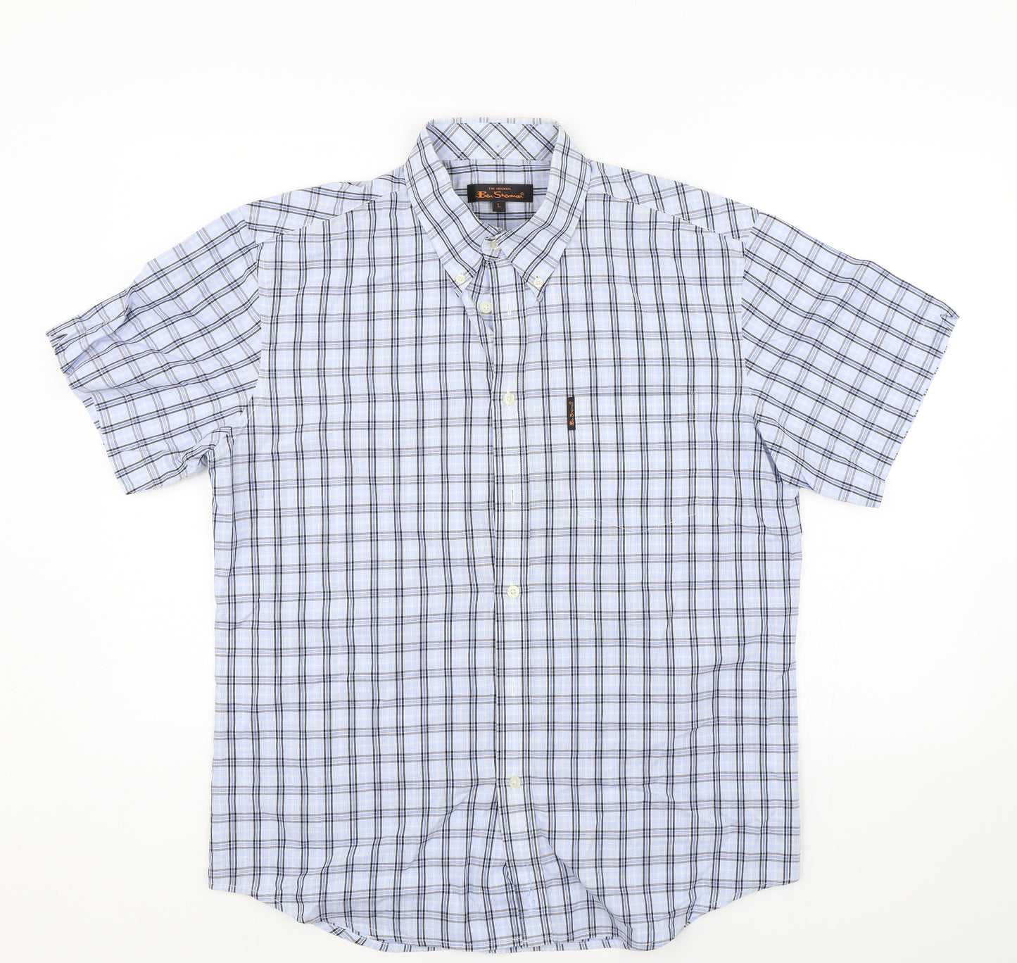 Ben Sherman Mens Blue Check   Dress Shirt Size L