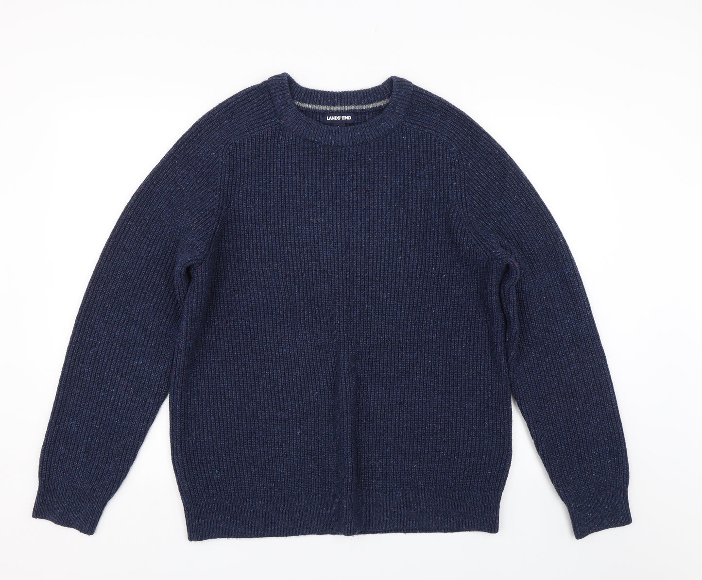 Lands end Mens Blue  Knit Pullover Jumper Size L
