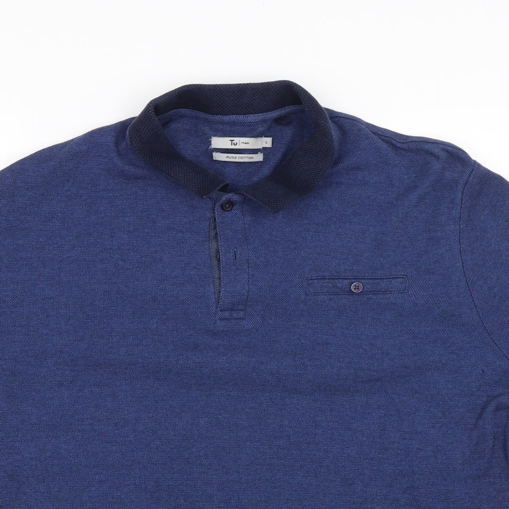 TU Mens Blue    Polo Size L