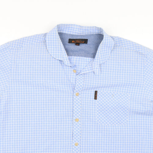 Ben Sherman Mens Blue Check   Dress Shirt Size 2XL