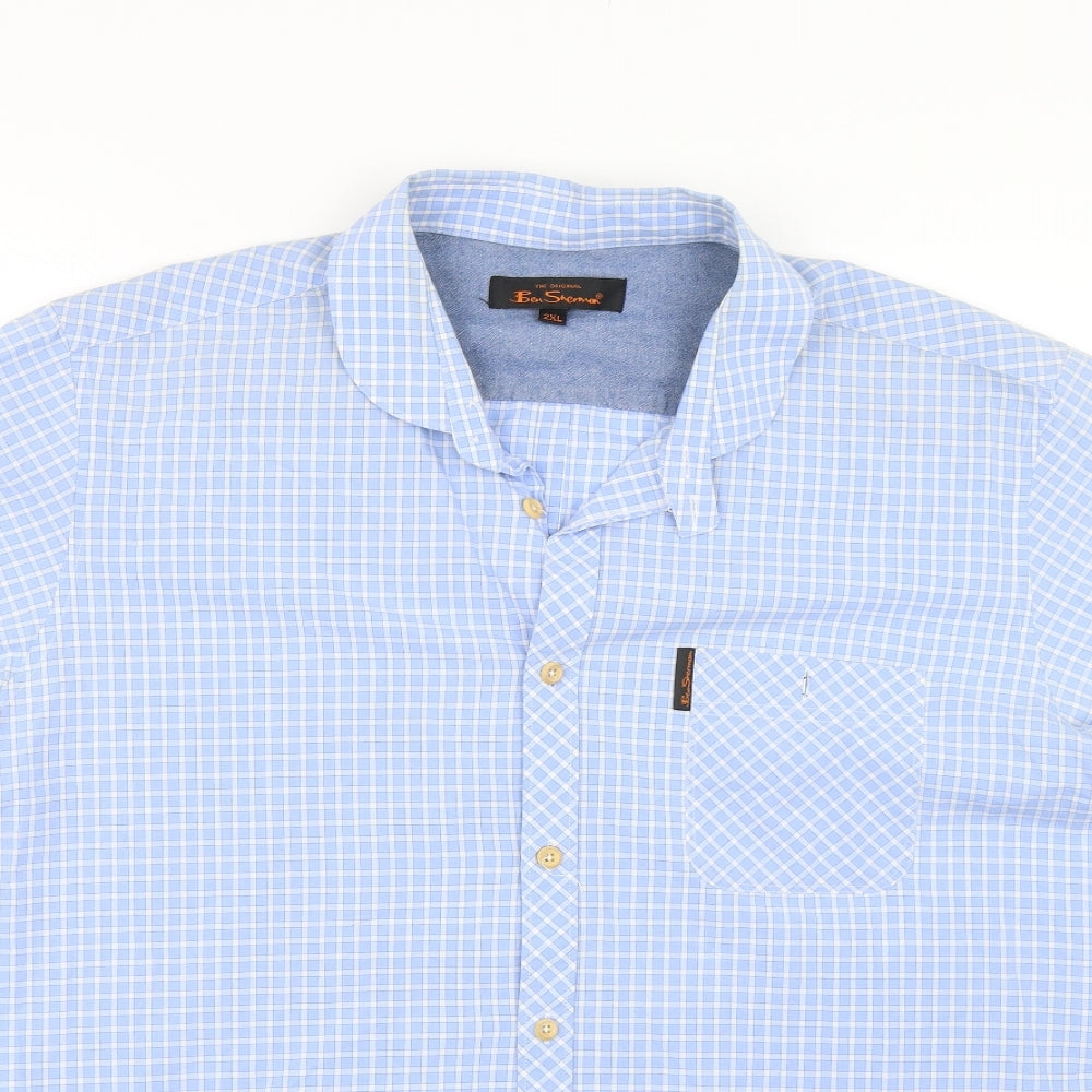 Ben Sherman Mens Blue Check   Dress Shirt Size 2XL