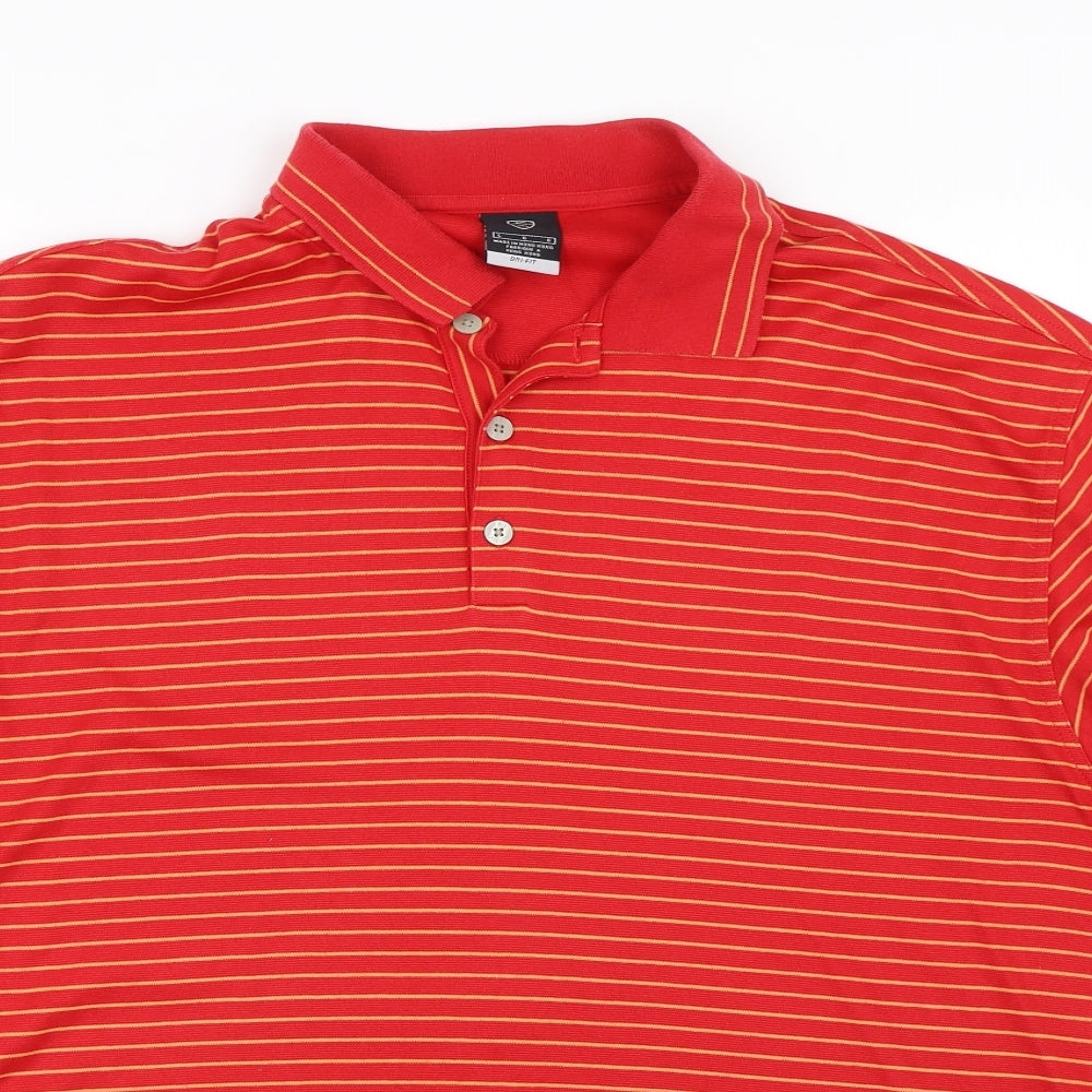 Nike Mens Red Striped   Polo Size L