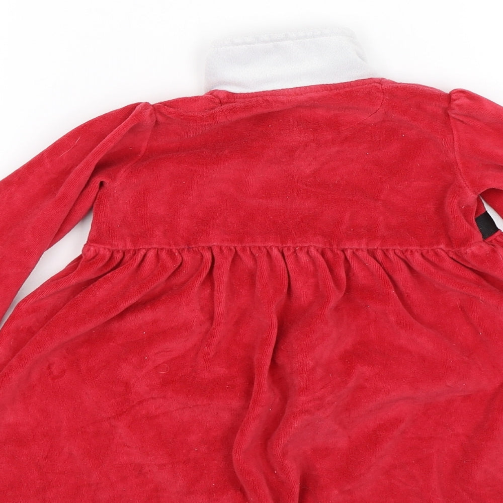 George Girls Red  Velour T-Shirt Dress  Size 18-24 Months  - Christmas