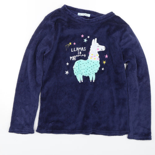 Just like you Womens Blue  Fleece Top Pyjama Top Size M  - Llama