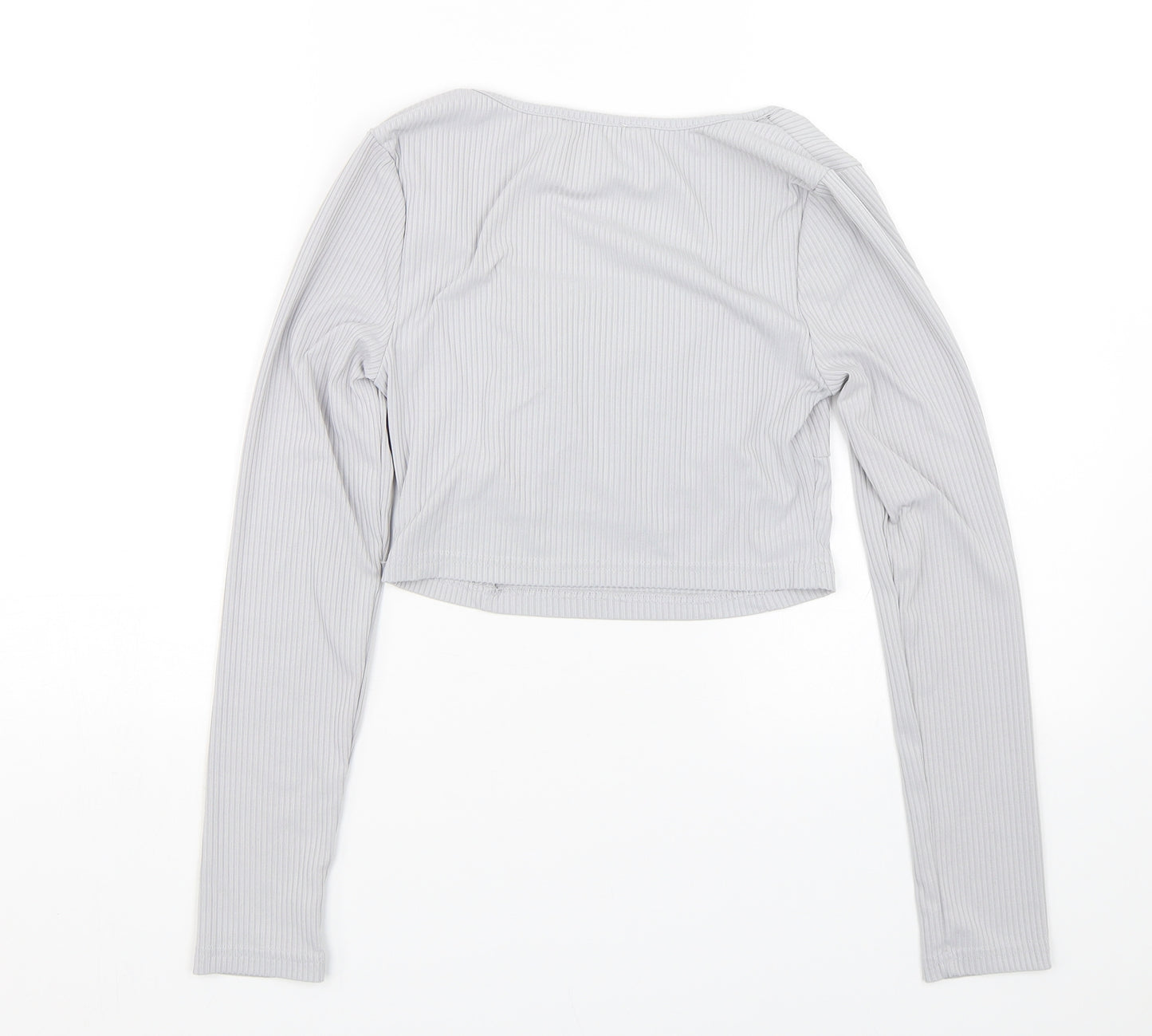 shien Womens Grey Striped  Cropped T-Shirt Size M