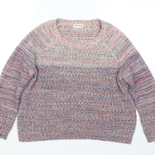 M&S Womens Multicoloured Striped Knit Pullover Jumper Size 16