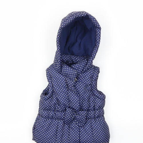 Matalan Girls Blue Polka Dot  Gilet Coat Size 3-6 Months
