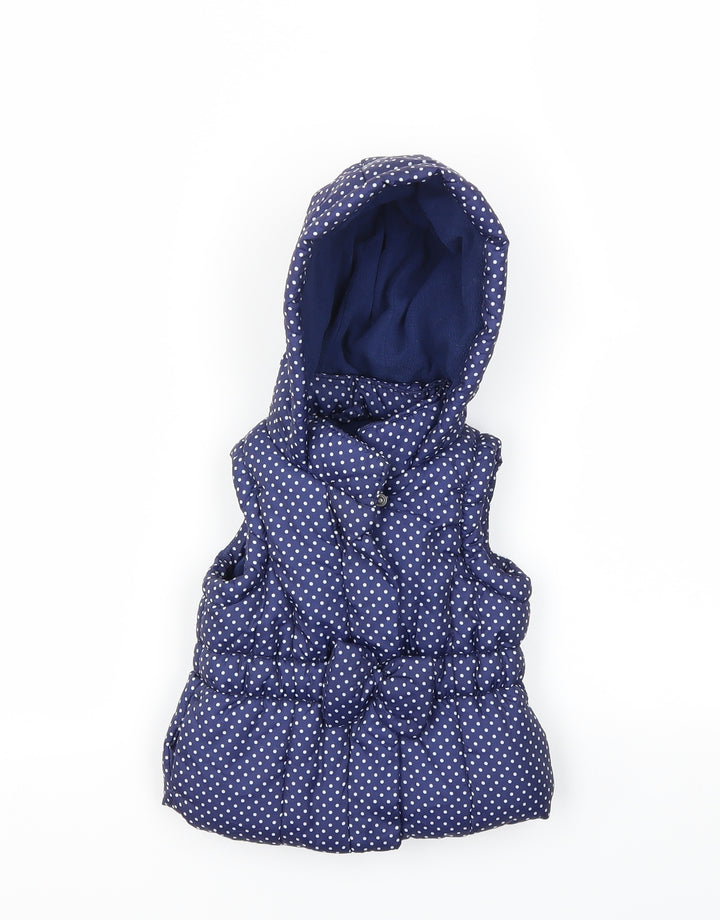 Matalan Girls Blue Polka Dot Gilet Coat Size 3-6 Months