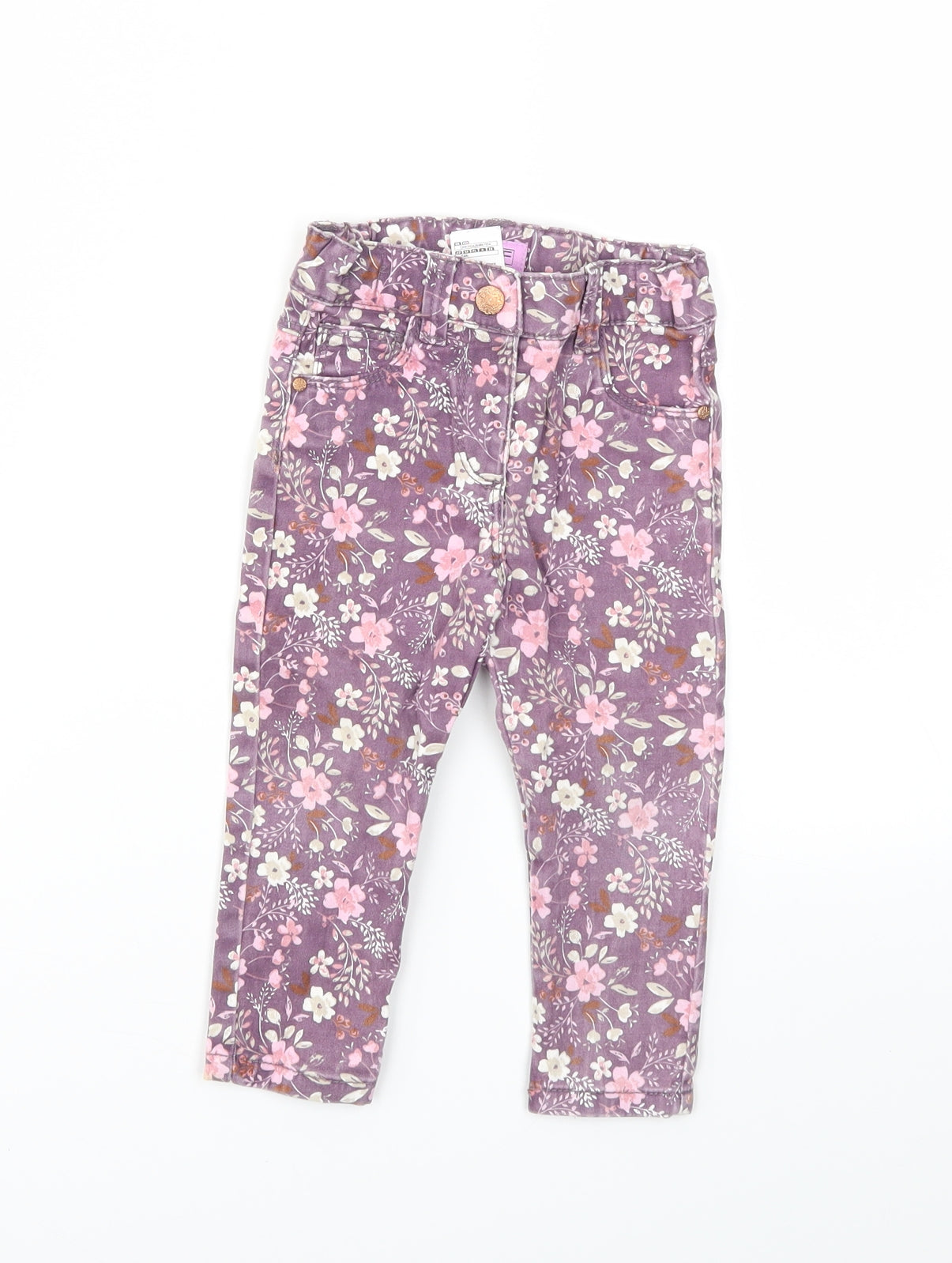 F&F Girls Purple Floral  Capri Jeans Size 12-18 Months