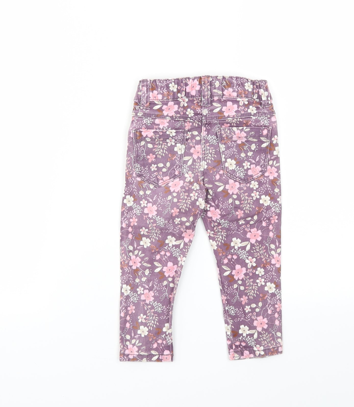 F&F Girls Purple Floral  Capri Jeans Size 12-18 Months