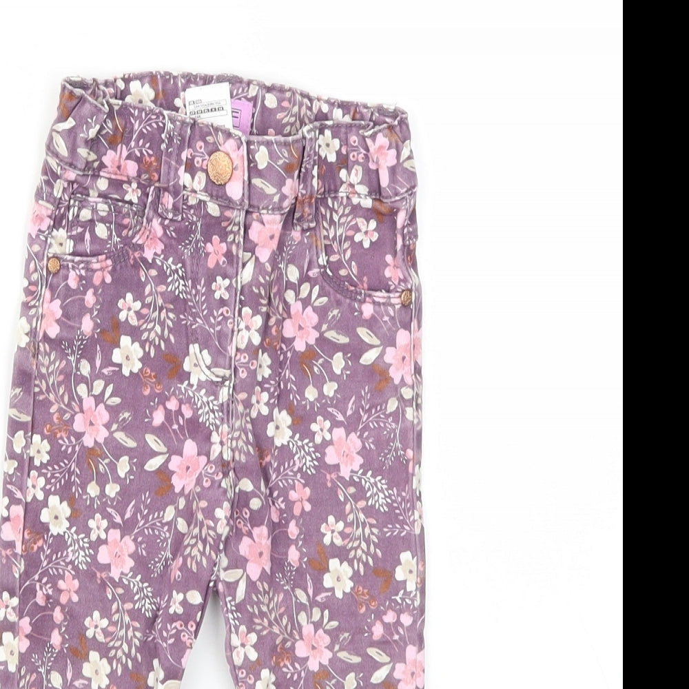 F&F Girls Purple Floral  Capri Jeans Size 12-18 Months
