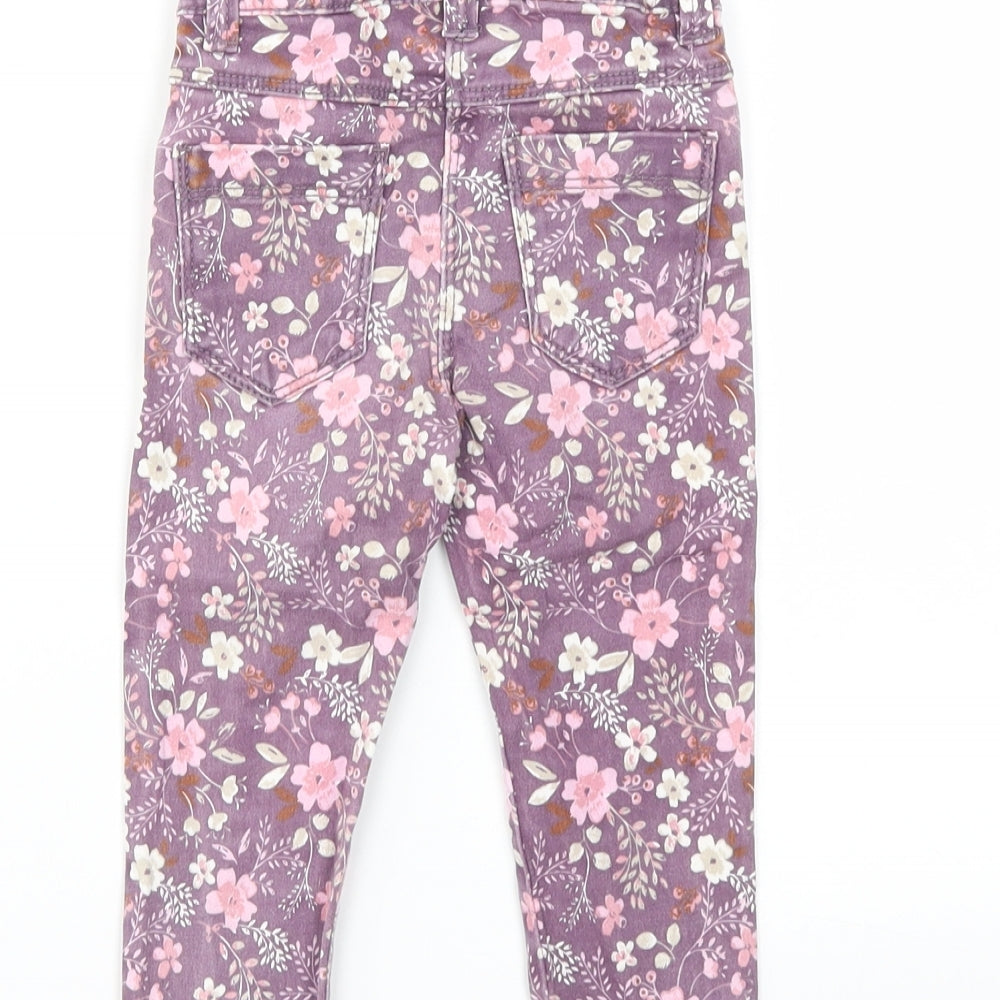 F&F Girls Purple Floral  Capri Jeans Size 12-18 Months