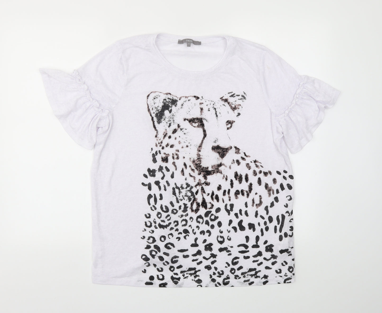NEXT Womens White Animal Print  Basic T-Shirt Size 14