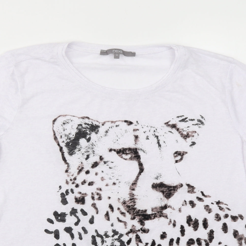 NEXT Womens White Animal Print  Basic T-Shirt Size 14
