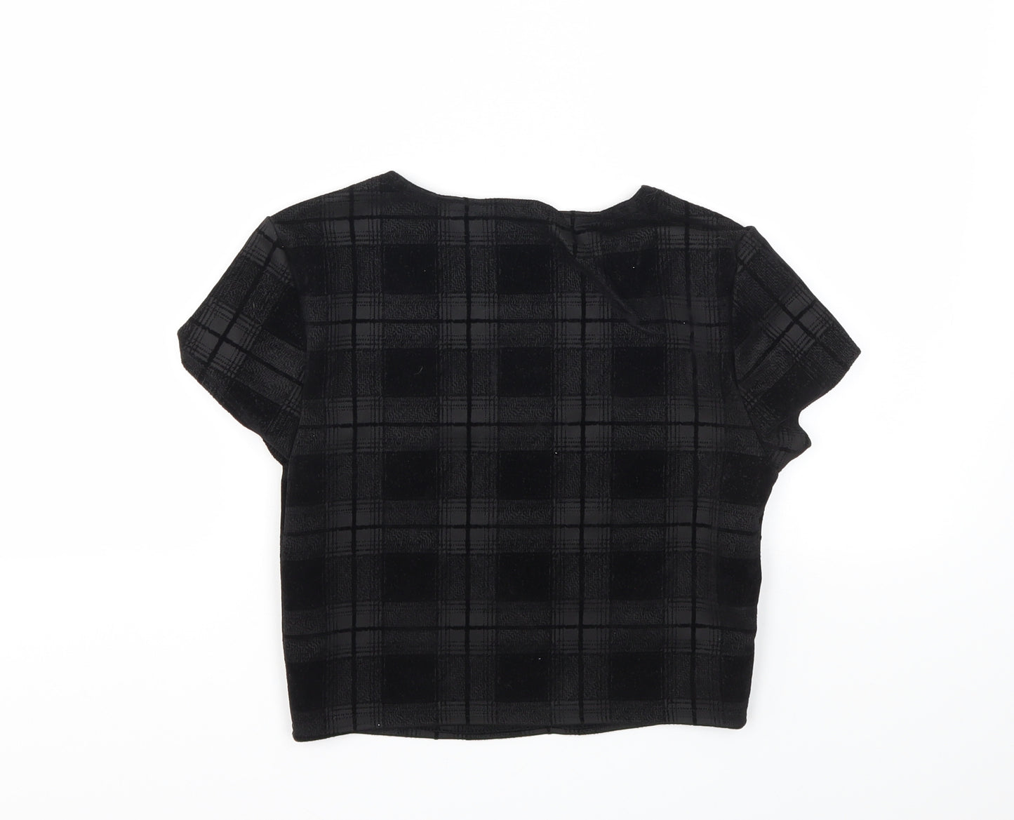 Preworn Womens Black Check  Basic T-Shirt Size 8