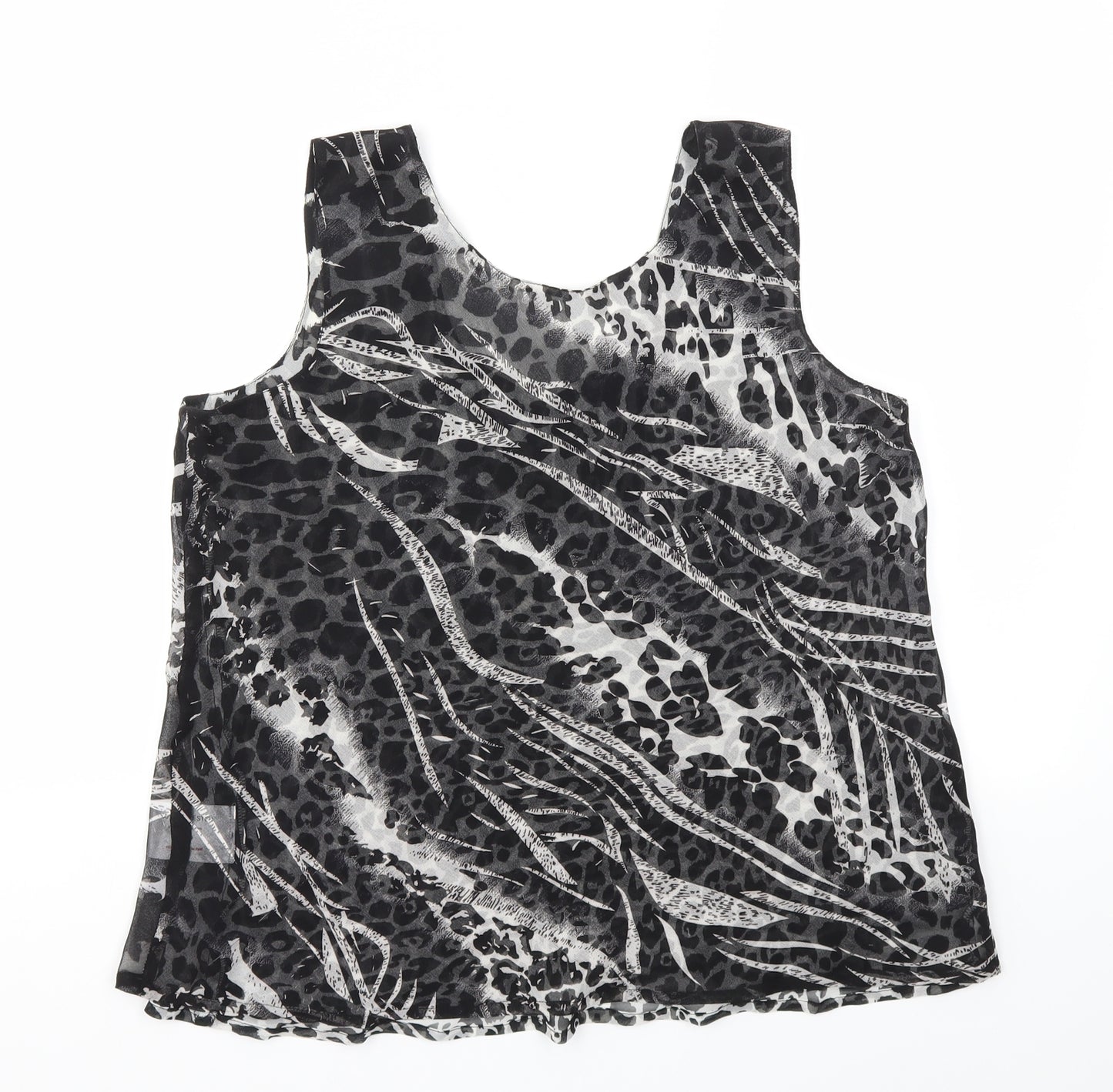 Preworn Womens Black Animal Print  Basic T-Shirt Size L