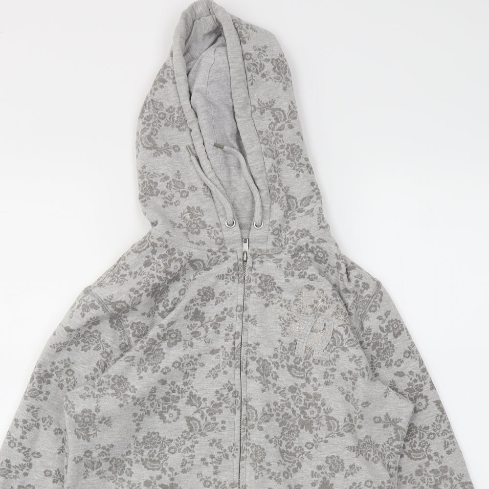 TU Womens Grey Floral  Full Zip Jumper Size 12