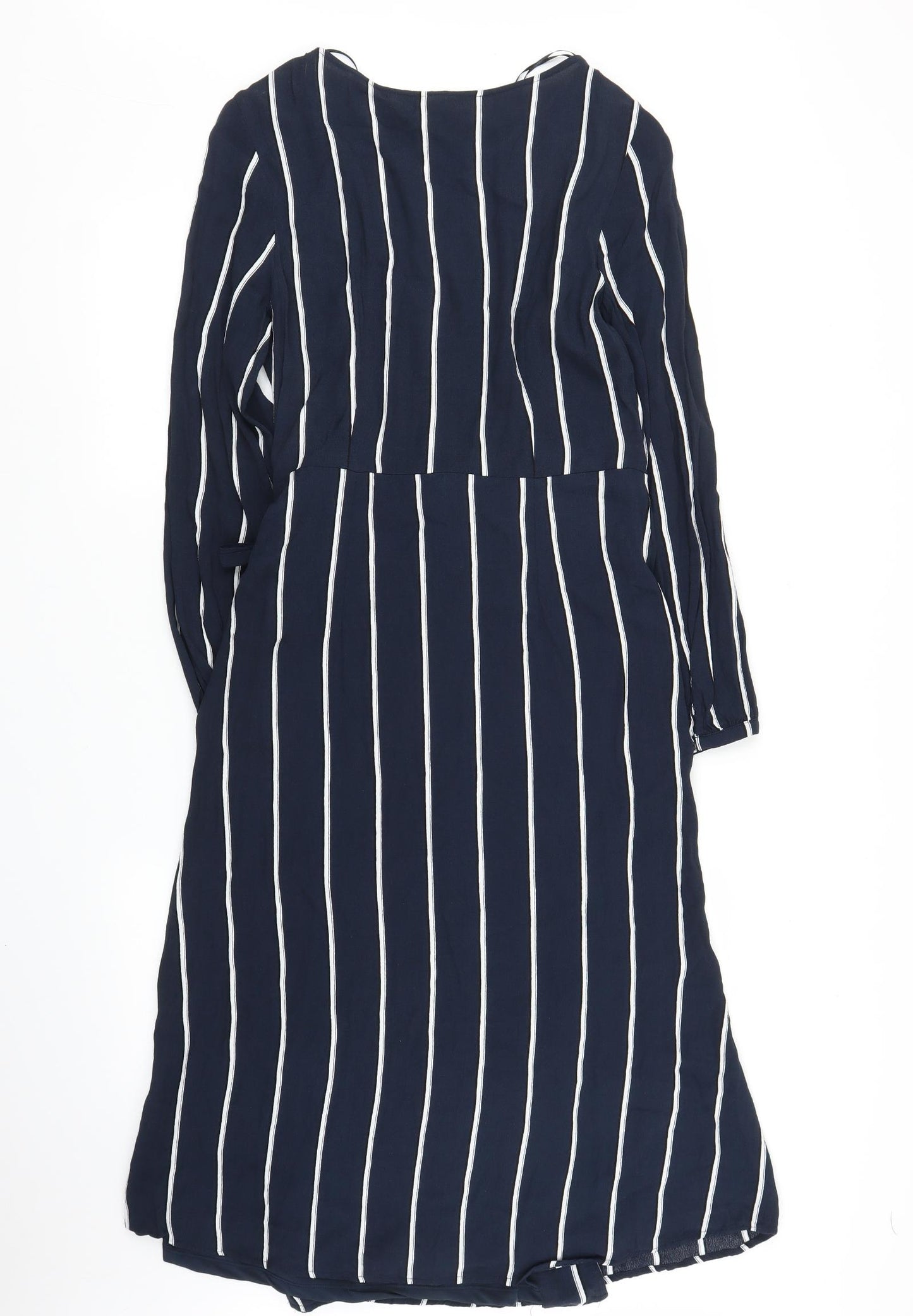 H&M Womens Blue Striped  Wrap Dress  Size 12