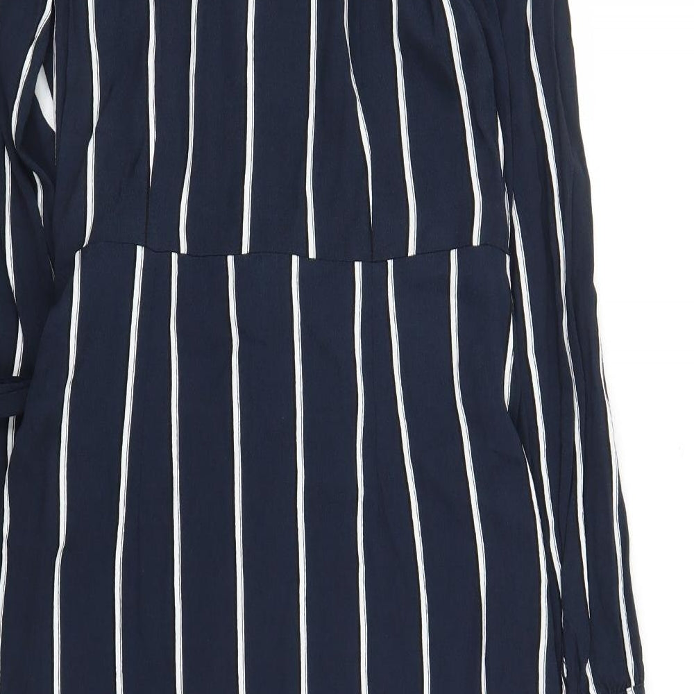H&M Womens Blue Striped  Wrap Dress  Size 12