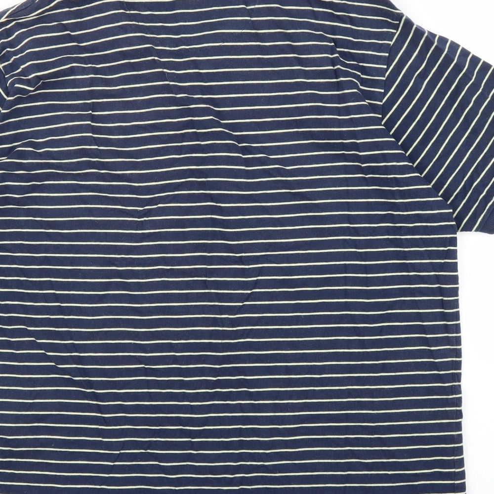 James Pringle Mens Blue Striped   Polo Size L