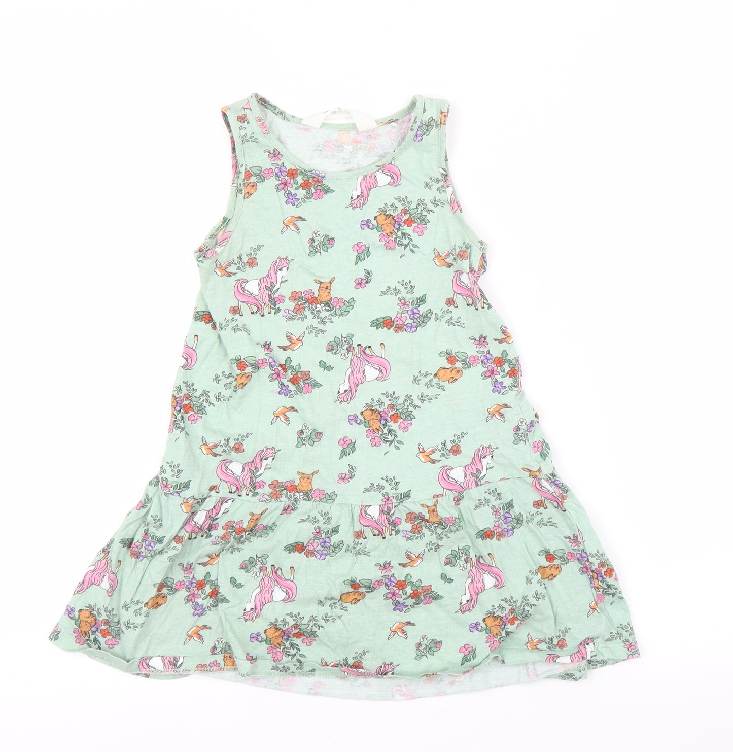 H&M Girls Green Floral  Tunic Tank Size 5 Years