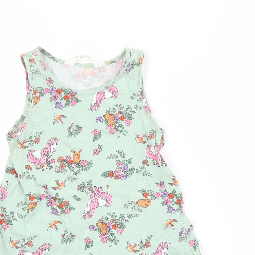 H&M Girls Green Floral  Tunic Tank Size 5 Years