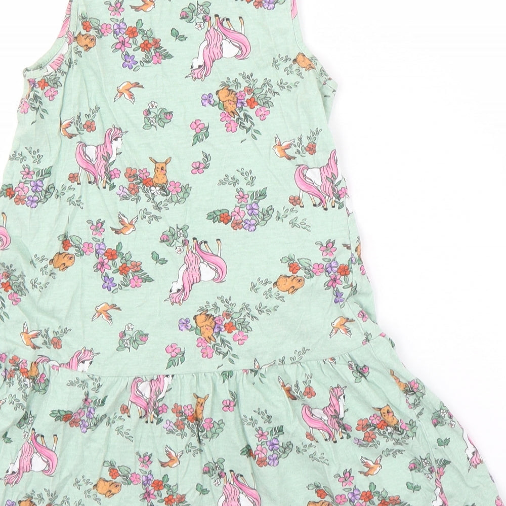 H&M Girls Green Floral  Tunic Tank Size 5 Years