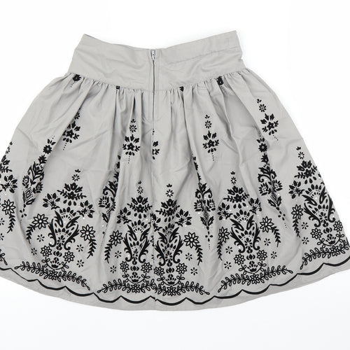 Matalan Girls Grey Floral  A-Line Skirt Size 6-7 Years