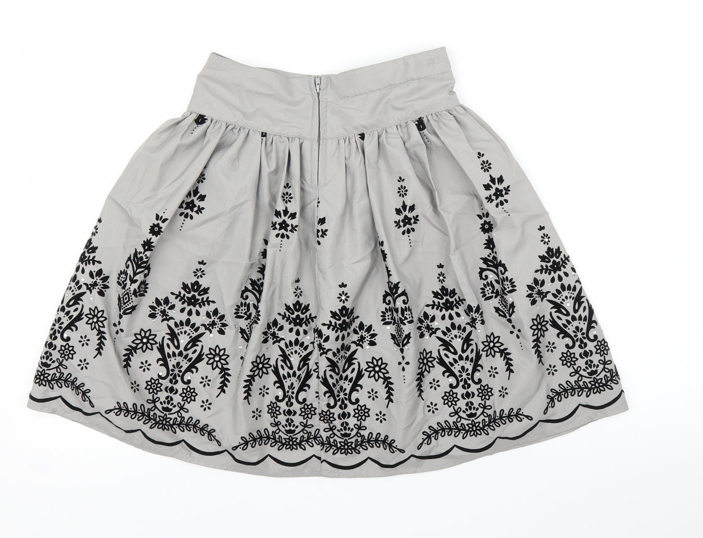 Matalan Girls Grey Floral  A-Line Skirt Size 6-7 Years