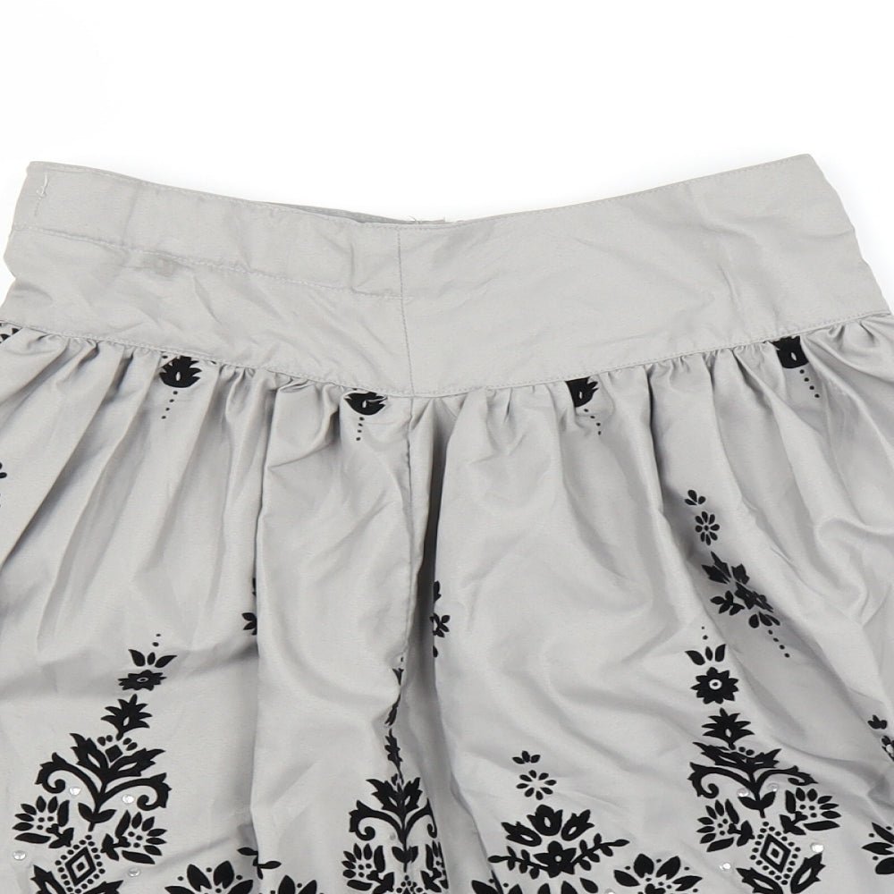 Matalan Girls Grey Floral  A-Line Skirt Size 6-7 Years