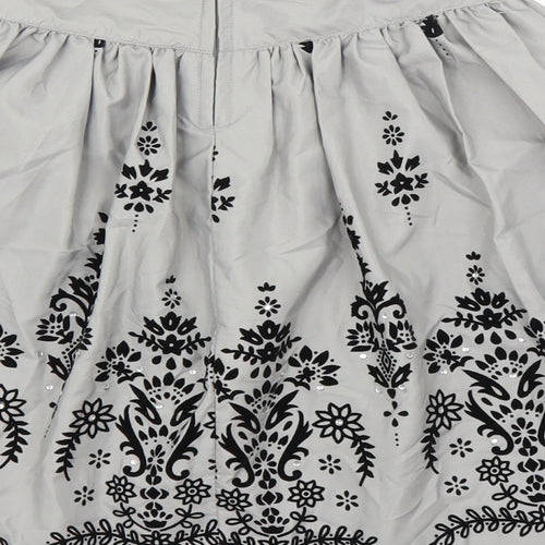 Matalan Girls Grey Floral  A-Line Skirt Size 6-7 Years