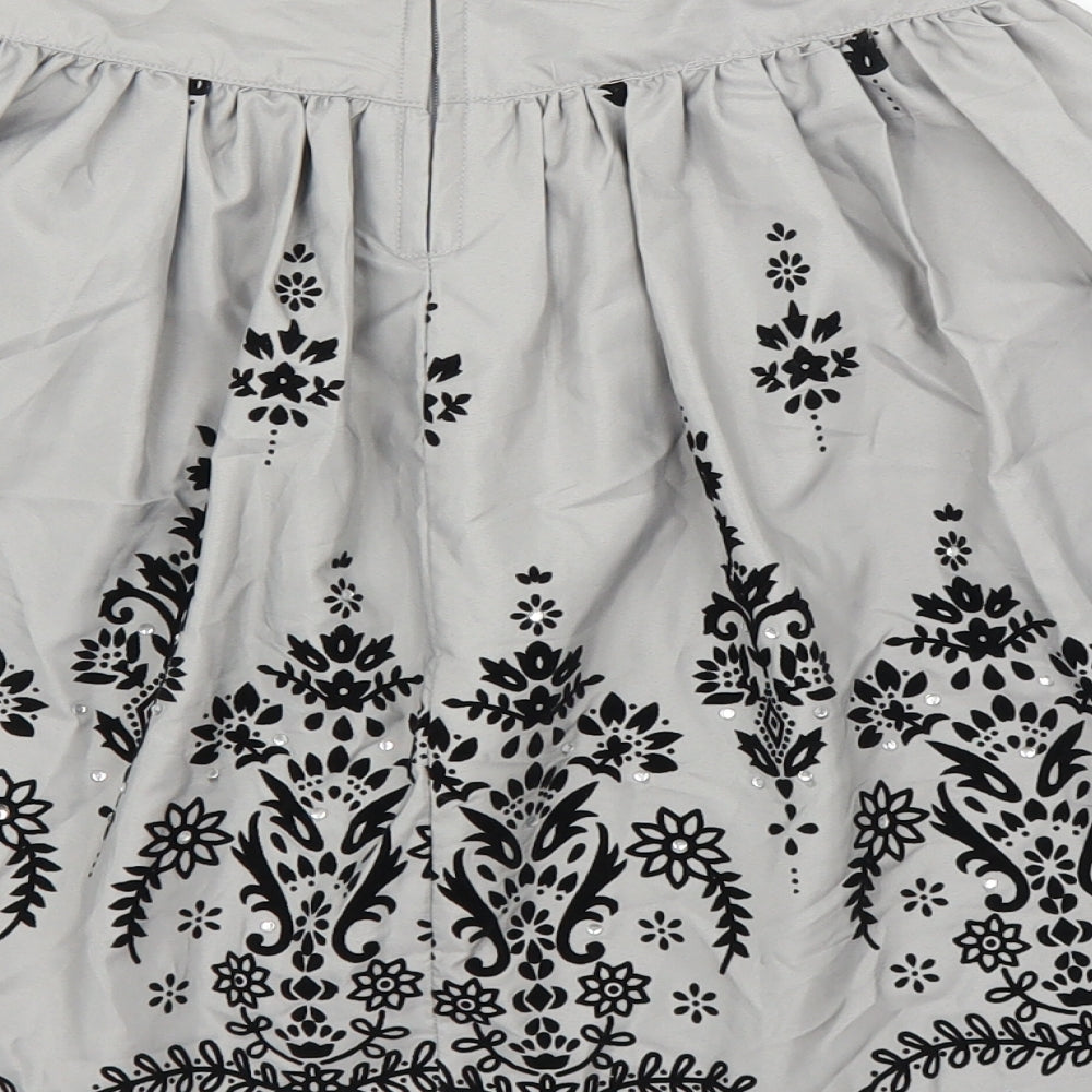 Matalan Girls Grey Floral  A-Line Skirt Size 6-7 Years