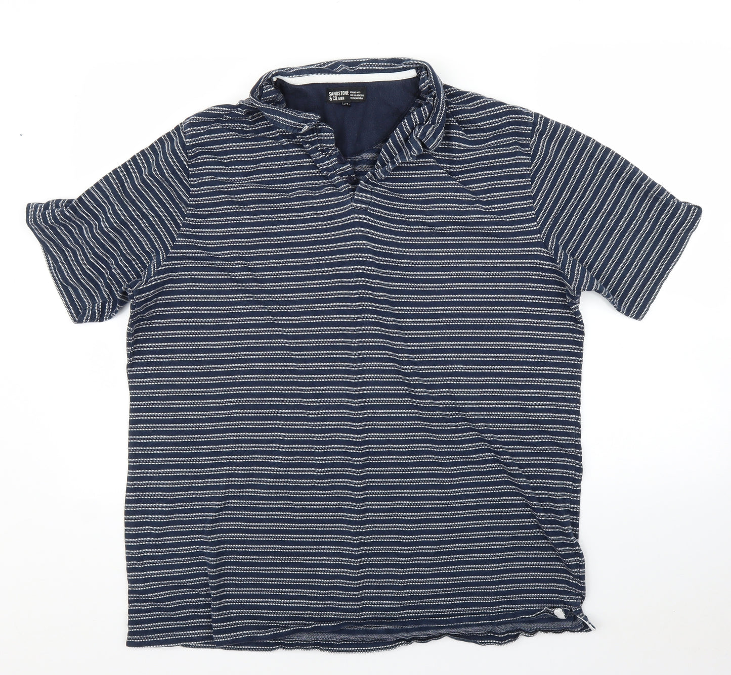 SandStone Mens Blue Striped   Polo Size XL