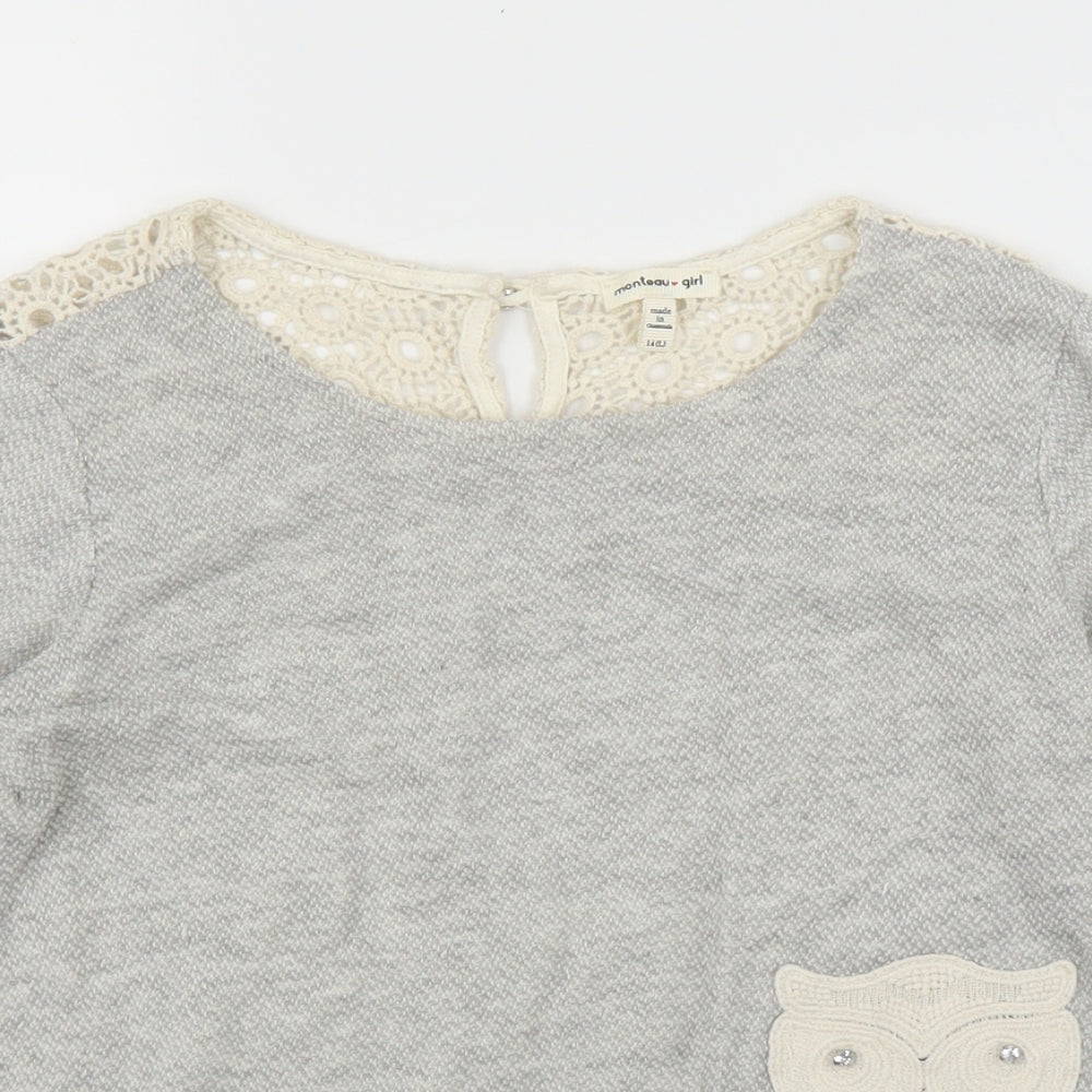 Monteau Girls Grey   Basic Blouse Size 14 Years
